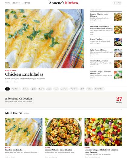 Top of the NYT Cooking style page