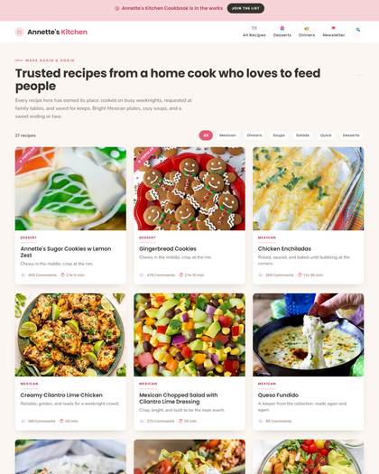 Top of the Sally's Baking Addiction style page