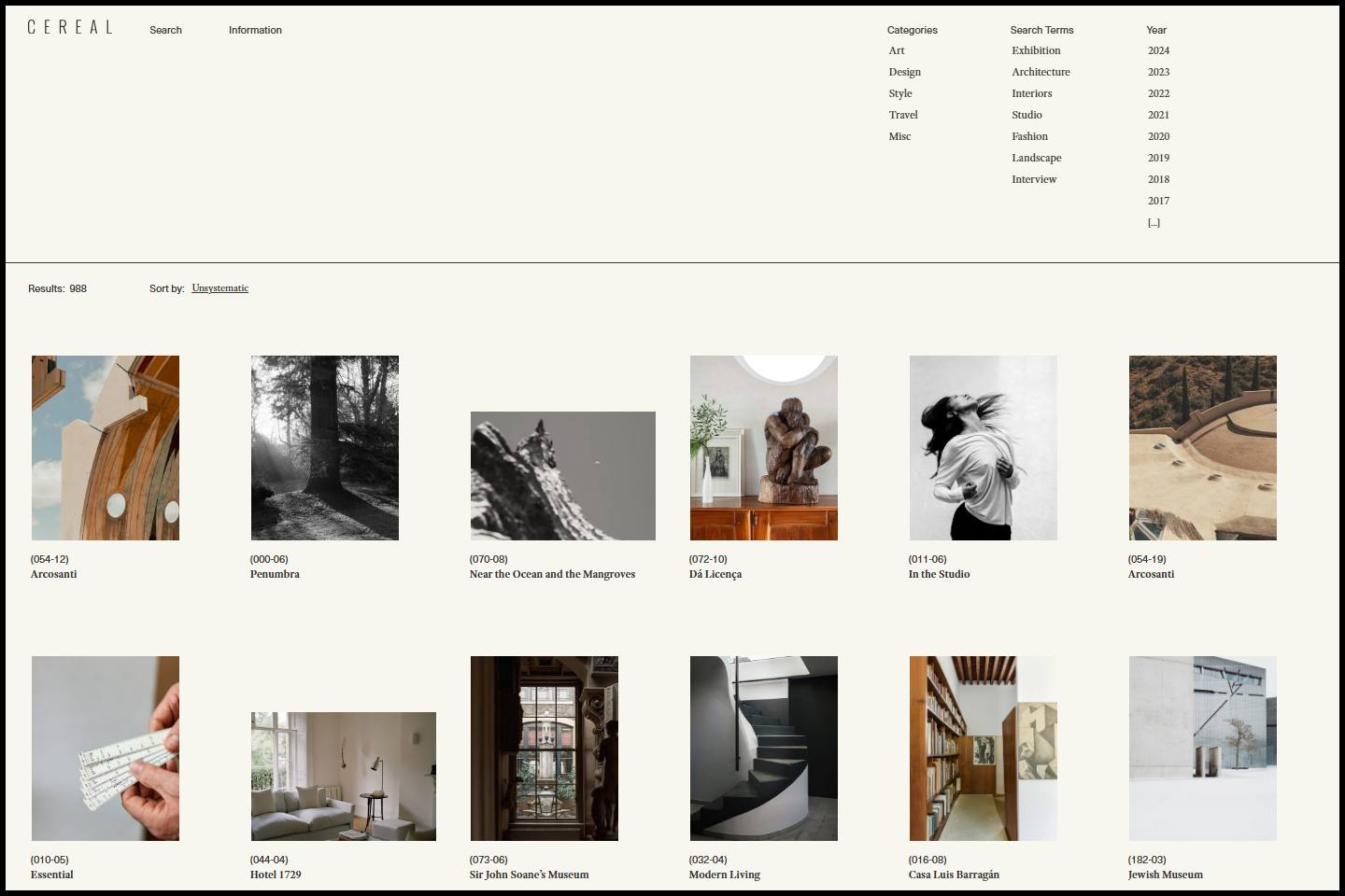 Cereal Magazine homepage