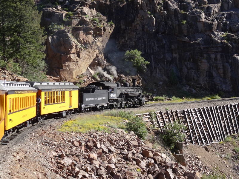 Durango and Silverton Narrow Gauge Railroad steam locomotive in Durango, Colorado